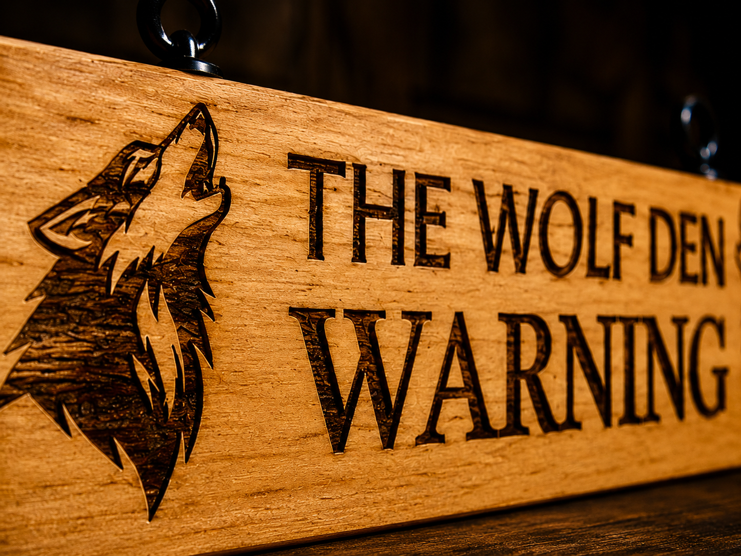 Personalized Wolf Den Dog Gate Sign | Custom Cedar Pet Sign