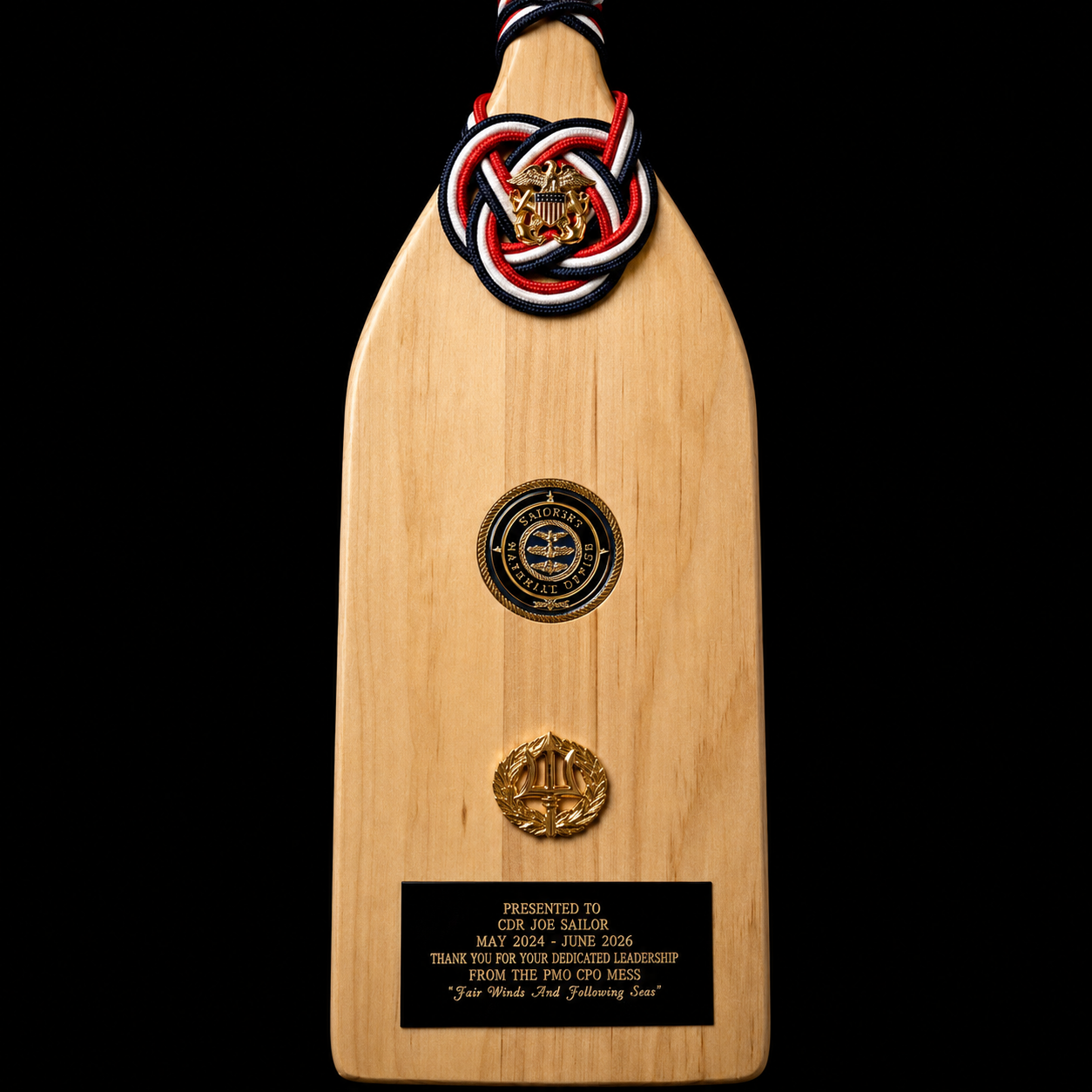 Patriotic Custom Engraved Military Wood Paddle