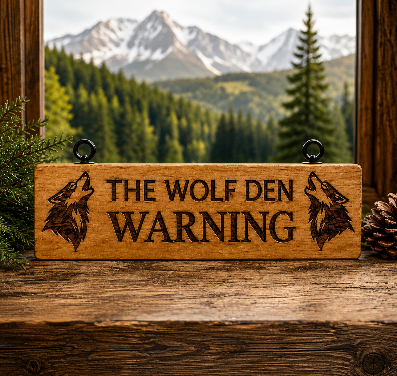 Personalized Wolf Den Dog Gate Sign | Custom Cedar Pet Sign