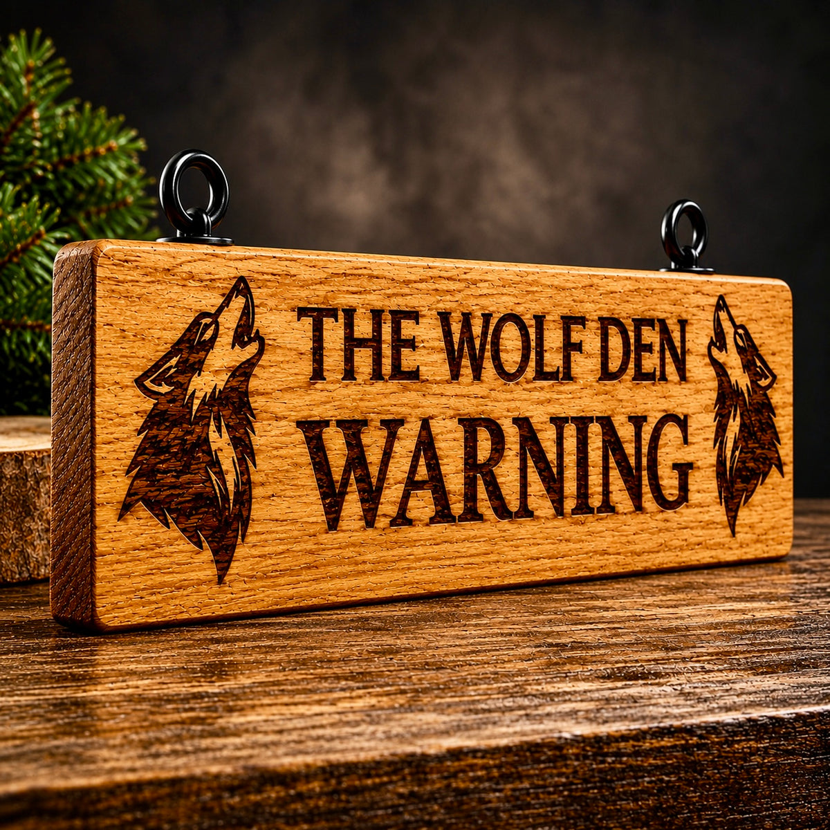 Personalized Wolf Den Dog Gate Sign | Custom Cedar Pet Sign