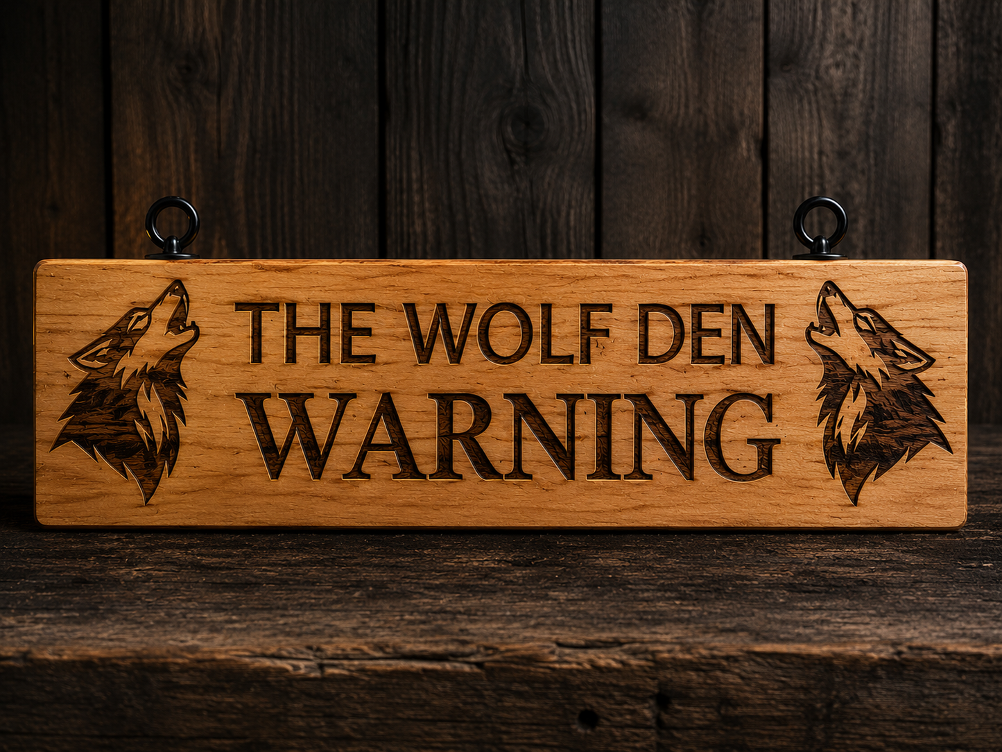 Personalized Wolf Den Dog Gate Sign | Custom Cedar Pet Sign